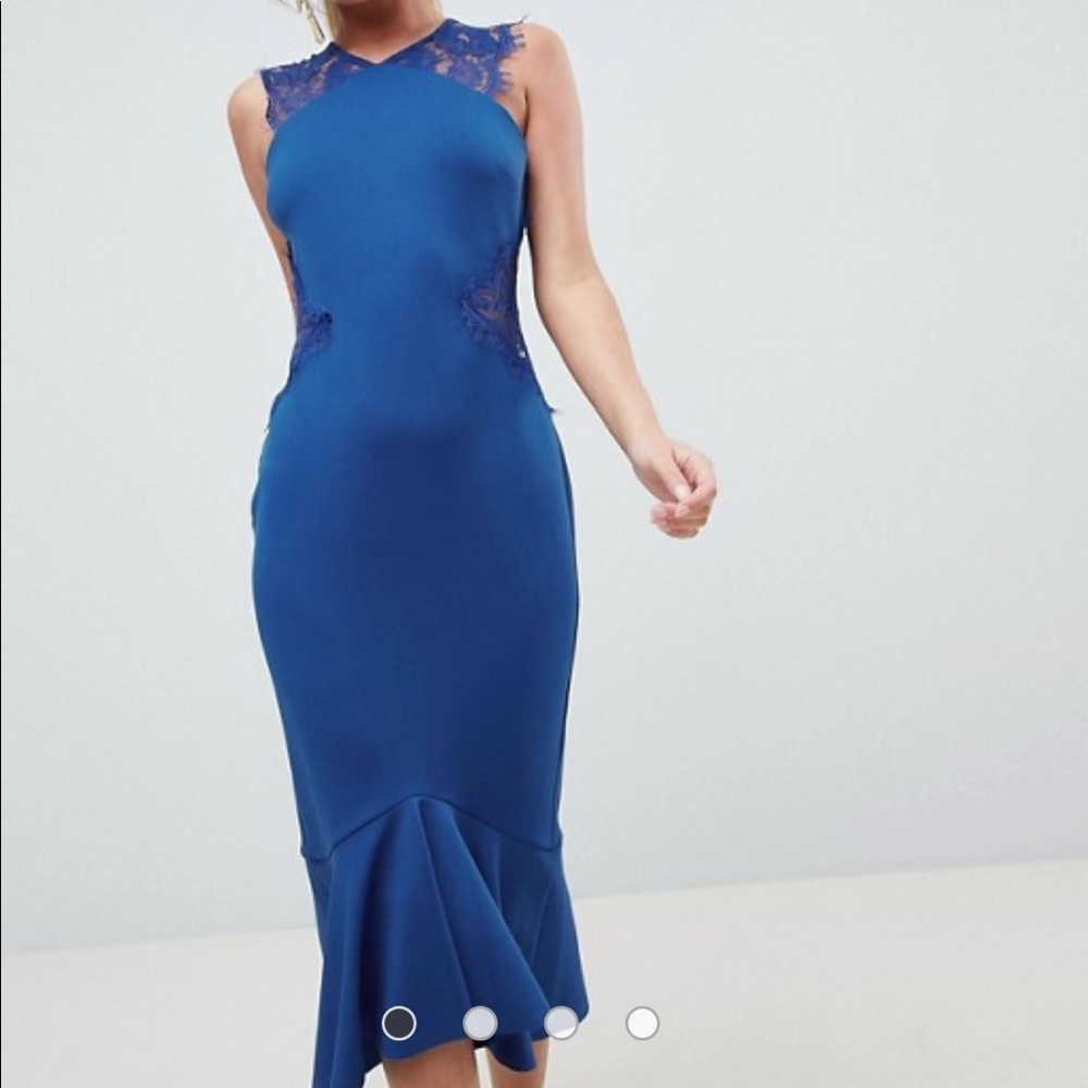 ASOS DESIGN scuba lace insert pephem midi dress